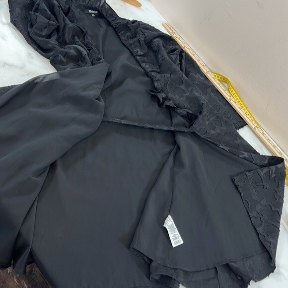 Madewell Dress Womens XS Black Ruffled True Wrap Floral Jacquard 3/4 Sleeve - Picture 13 of 13